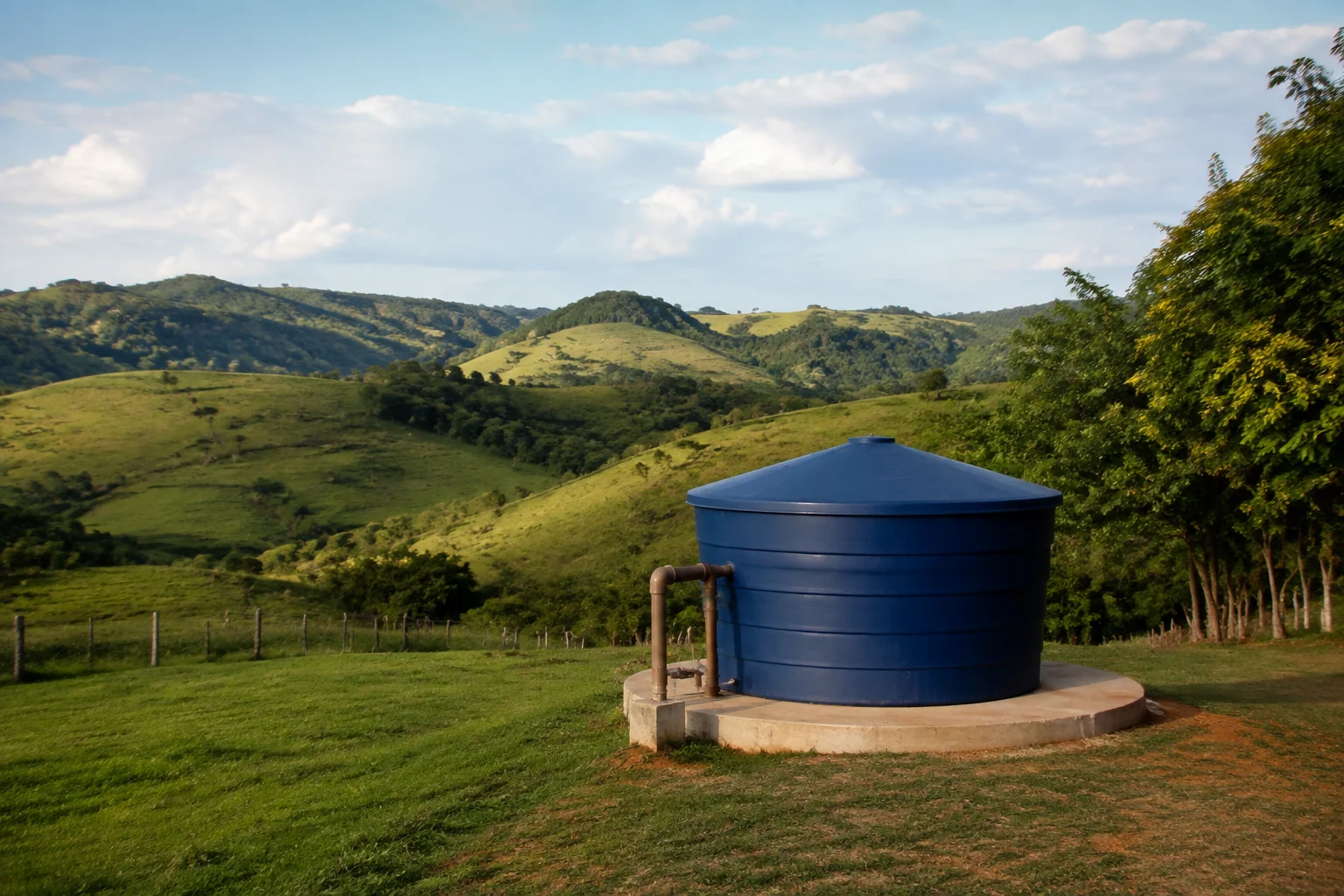 Reservatório e paisagem rural, imagem ilustrativa